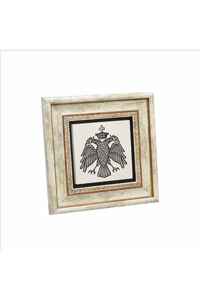 BAKSEPETE Pictură din piatră naturală imprimată cu logo-ul vulturului bizantin 20cmx20cm Krg-069
