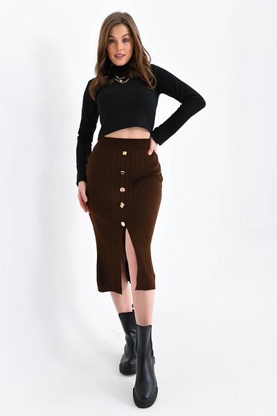 VOLT CLOTHİNG Дамска плетена пола с копчета