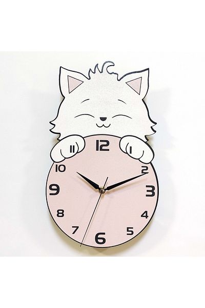 CajuArt Cute Cat Looking Back Clock Children's Room Wall Clock