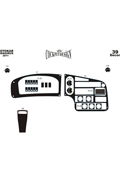 meriç cockpit design ميريتش ®   Otokar Magirus تنجيد توربيدو أمامي أسود لامع ...