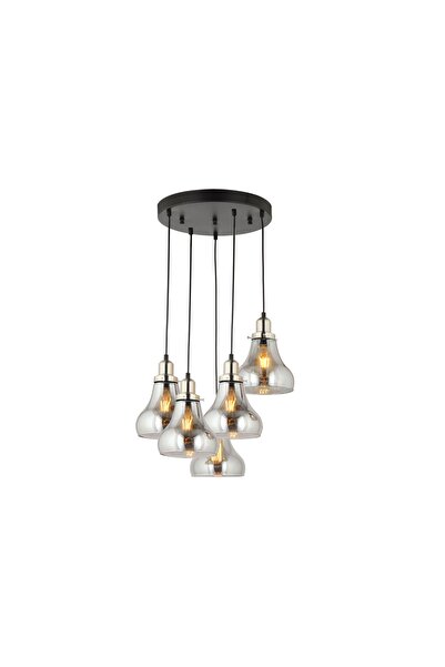 LampaLuce Cono Modern Sarkıt Salon Avizesi 5'li Krom 40x70cm