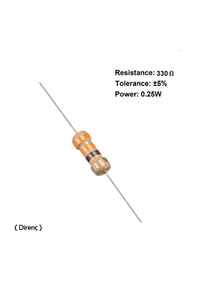 RAD Group Elektronik Bileşenleri 330 Ohm Direnç, 1/4 W, 5% (1 Adet)