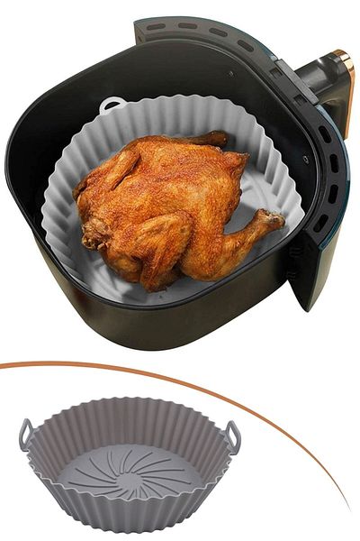 Buffer ® Silicone Airfryer Gray Baking Mat 20 Cm and 100 Pieces of Baking Paper