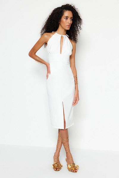 Trendyol Collection Ecru Woven Piping Wedding/Wedding Elegant Evening Dress TPRSS23EL00119