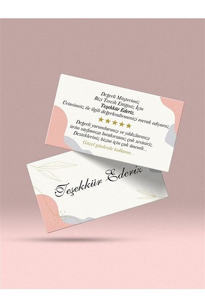 anka design Thank You Card Double Sided Printing Cellophane (8x5cm) 350gr Coated - 25 Pieces