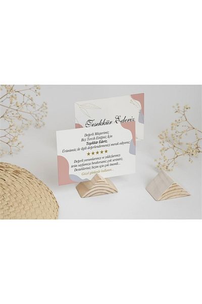 anka design Thank You Card Double Sided Printing Cellophane (8x5cm) 350gr Coated - 25 Pieces