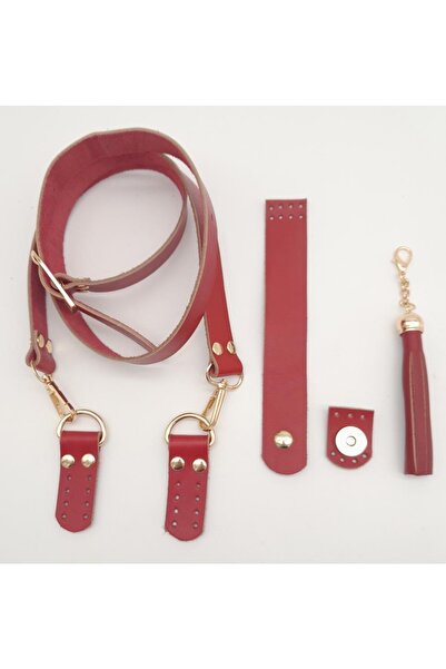 angel çanta aksesuar طقم حقائب جلد طبيعي أحمر مقاس 130 × 2.3 سم بمقبض قابل لل...