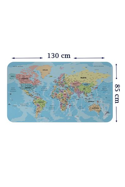lilafil Turkish Educational Country And Capital Ocean Detailed Atlas Decorative World Map Wall Sticker 3869xl