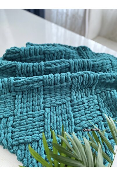 ÖRGÜCÜ DESİGN Puffy El Örgüsü Yumoş Bebek Battaniyesi