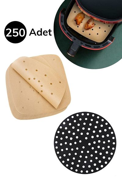 Buffer ® 250 Pieces of Air Fryer Square Model and Colorful Silicone Airfryer Container 23 Cm
