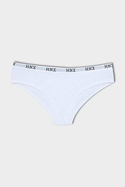 HNX Chiloți alb din bumbac jacquard elastic semi boxer hipster damă
