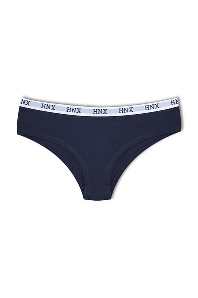 HNX Navy Blue Cotton Jacquard Elastic Half Boxer Hipster Women's Panties