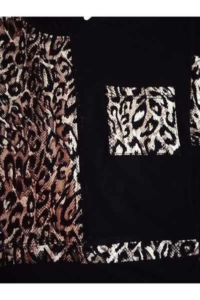 anne moda ankara Φόρεμα από βαμβακερό σχέδιο Leopard Plus Size