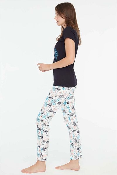 Mod Collection 3852 Set de pijamale de damă bleumarin cu gât rotund-albastru închis