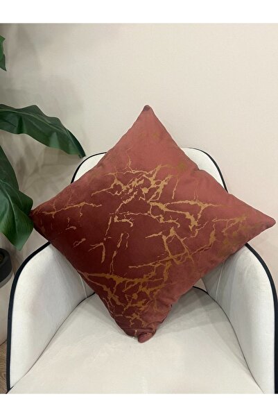 Brillant 2'li Kadife Kırlent Yastık Kılıfı Tarçın-altın