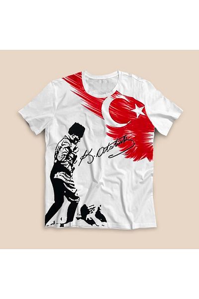 SINIF SEPETİ Tricou cu imprimeu Ataturk - Alb - Ts853
