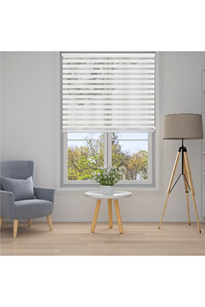 Dibas Aliminyum Kapalı Kasalı Korumalı Lüx Zebra Stor Perde Düz Beyaz