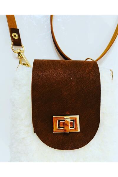 PİNKBAG Plush Phone Bag with Handmade Leather Cover
