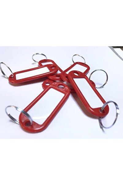 SAN METAL Lüx Plastik Anahtarlık 100 Adet Kırmızı Renk Isimilik Kimlik Anahta...