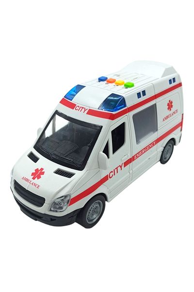 PopŞeker Ambulance with Sound and Light Doors Opened 21cm. Friction Toy Ambulance
