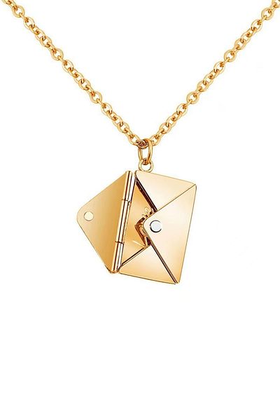 Chavin Gold Steel Magnet Envelope Letter Ladies Necklace Er95sr