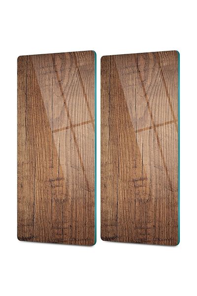 Decovetro Set of 2 Coffee Tableware Presentation Table - Old Wooden Patterned