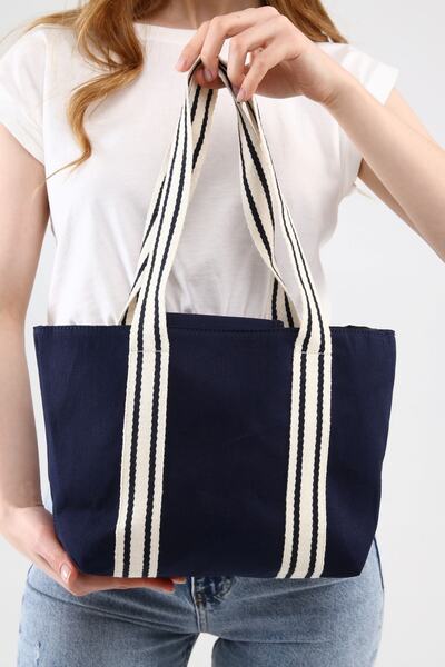 ICONE BAG حقيبة نسائية باللون الأزرق الداكن - قماش منسوج، موديل اليد والكتف