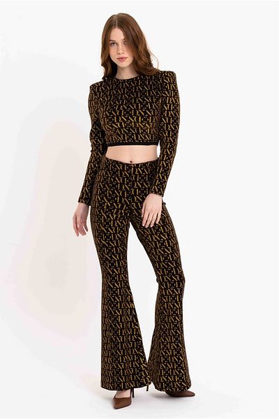 JAHR MARC Lurex High Waist Flared Trousers