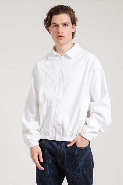 JAHR MARC Oversize White Crop Fit Men's Jacket
