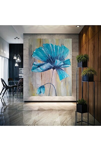 HDART Modern Soyut Mavi Çiçek Kanvas Tablosu Tablo