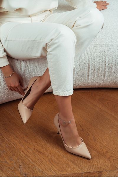 NİŞANTAŞI SHOES Melody Ten Matte 8 cm Stiletto de damă cu toc subțire cu vârf ascuțit