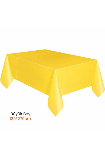 parti pera Plastik Kullan At Büyük Boy Sarı Renk Masa Örtüsü 135*270cm