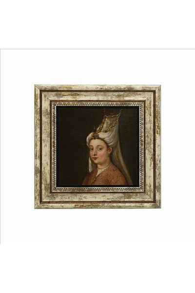 Sadrazam Hürrem Sultan Portret Desen Pictură imprimată cu piatră naturală 25cmx25cm Krt-094