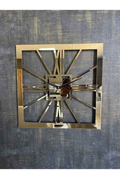 byMelekoğlu Square Roman Numeral Gold Wall Clock 40cm