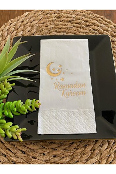 kidspartim Gold Yaldızlı Beyaz Ramadan Karem Peçete 16 Adet