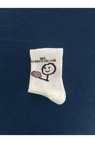 Touz 'Hey You Dropped This' Unisex White College Socks