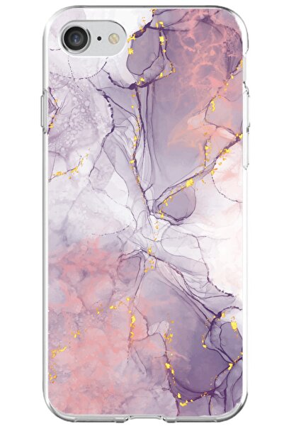 Powerfox Pink Granite Pattern Transparent Phone Case Compatible with iPhone 6