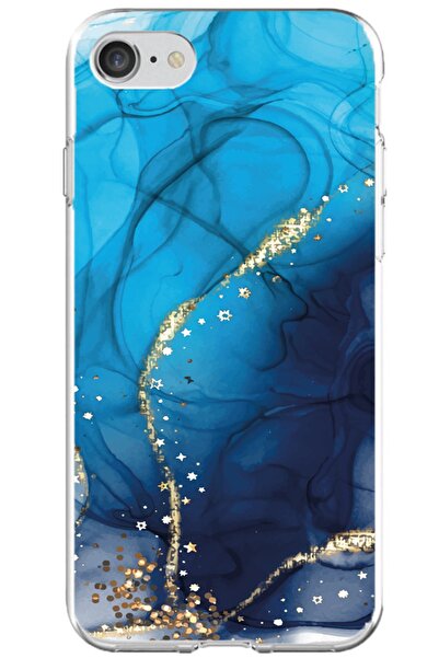 Powerfox iPhone 6 Compatible Blue Granite Pattern Transparent Phone Case