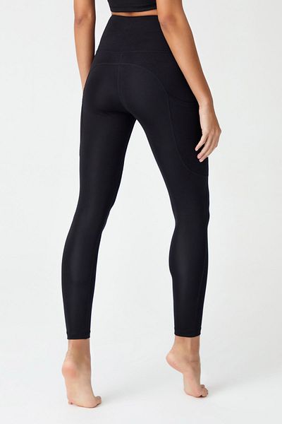 Los Ojos Black High Waist Double Pocket Sports Tights Robe