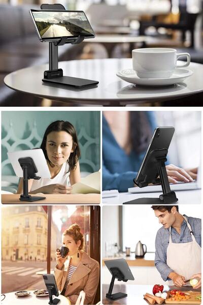 TechnoStation Yeni Nesil Profesyonel Tablet & Telefon Tutucu Stand Pratik Kaymaz Stand