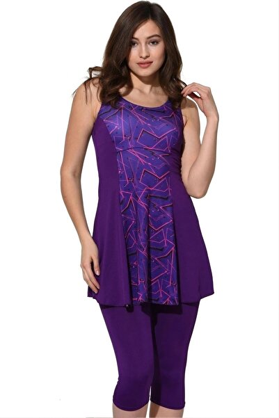 manolyabutik Kadın Desenli Parçalı Taytlı Elbise Mayo