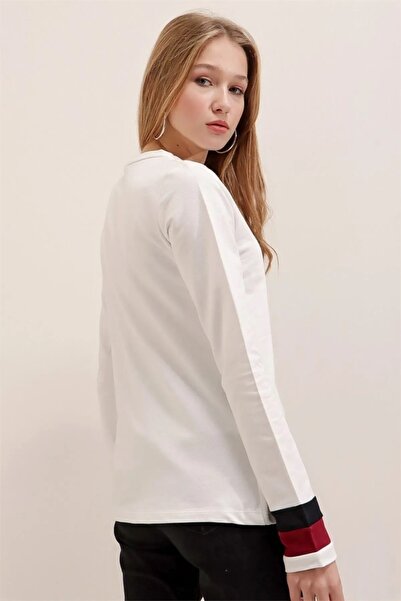 AQE FASHION Γυναικεία λεπτομέρεια ριγέ λαιμόκοψη λεοπάρ μπλούζα με δύο κλωστές χτενισμένη μακρυμάνικη μπλούζα