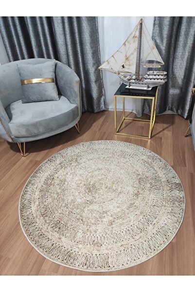 Modern home Hasır Dijital Baskı Desenli Yuvarlak Halı Kolay Temizlenebilen De...
