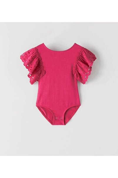 Pink Hippo Kids Kolları Dantelli Kız Çocuk Çıtçıtlı Body