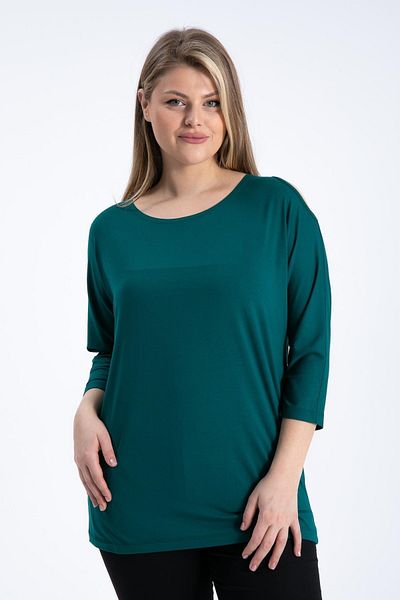 Nelly Plus Size One Shoulder Light Petrol Green Blouse