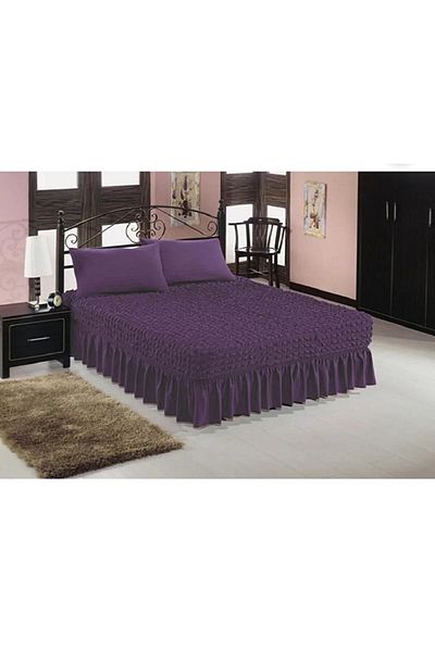 elgeyar Flexible Wrapped Fabric - Elastic Sheet Skirted Bedspread 1 Piece
