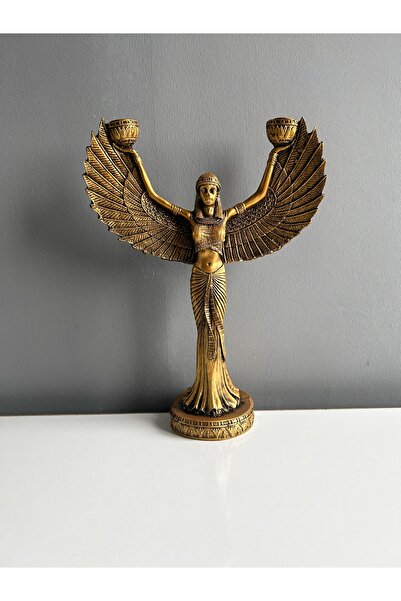 karıncagift Dekoratif Isis Şamdan Özel Altın Eskitme