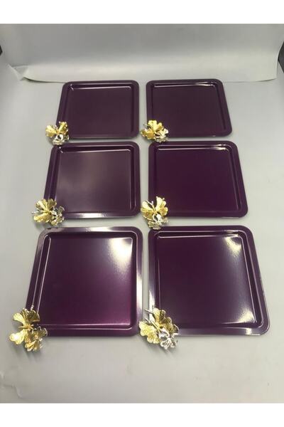 Mira züccaciye طقم مربع من الفولاذ المقاوم للصدأ مكون من 6 قطع باللون الأرجوا...