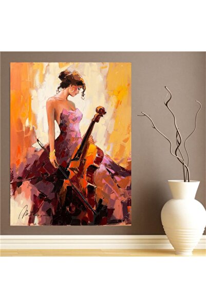 HDART Soyut Modern Keman Çalan Kemancı Kadın Tablosu Tablo
