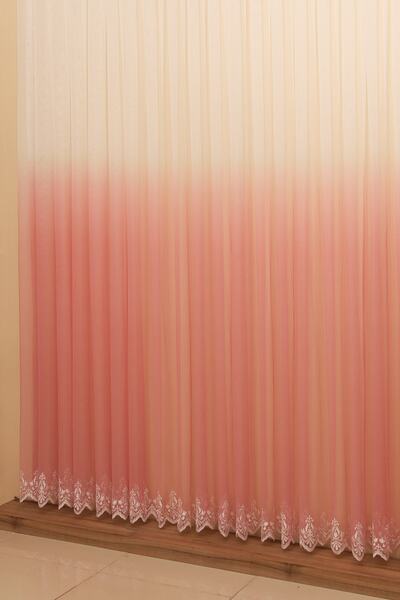 perhal perde ve halı Gradient Color Gradient Pink Skirts with Embroidery 1-3 Close Pleat Tulle Curtain